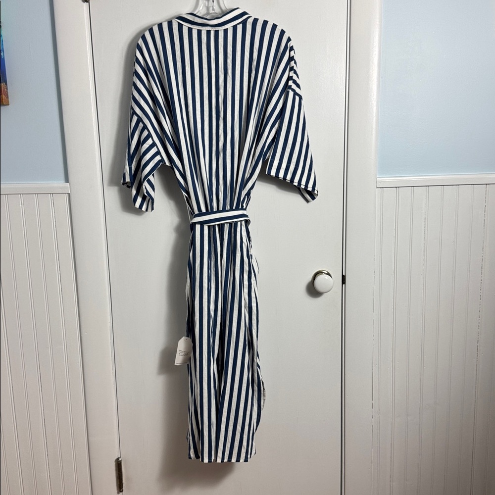 NWT Universal Standard Plaza Linen Shirt Dress Blue and White Stripe Size Small - Picture 8 of 10